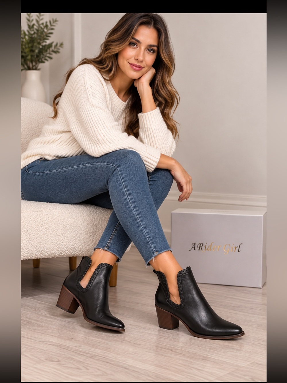 Bidegirl Black Pointed Leather Ankle Booties